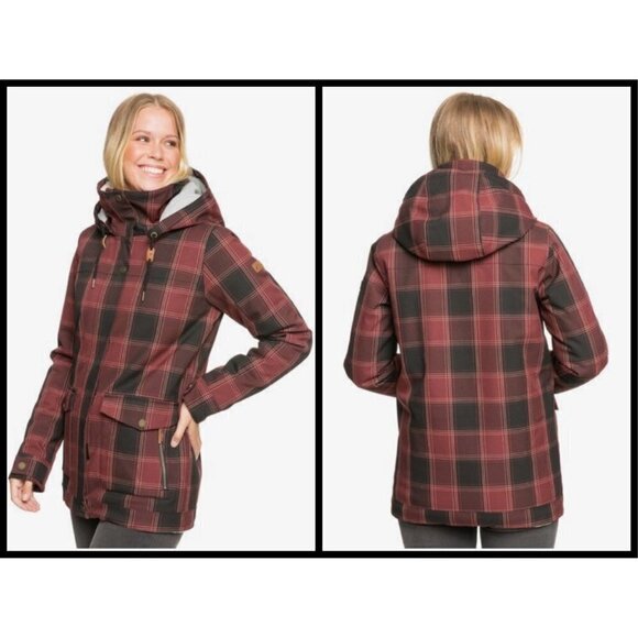 💕ROXY💕 Brightshine Hooded Longline Jacket Plaid - Picture 1 of 16